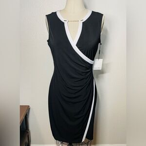 Calvin Klein Black & White Womens Dress with Gold Accent